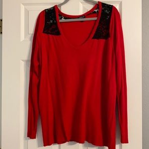 Bright red with lace shoulder torrid sweater